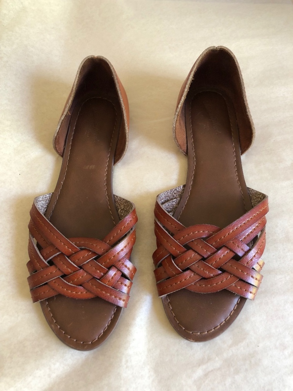 Brown Braided Leather Sandals